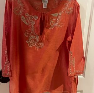New NWT Sheer Embroidered Shirt Chico's Blouse Top